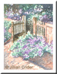 old garden gate original watercolor painting miniature dollhouse 1:12 scale